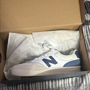 New Balance White and Navy Sneakers